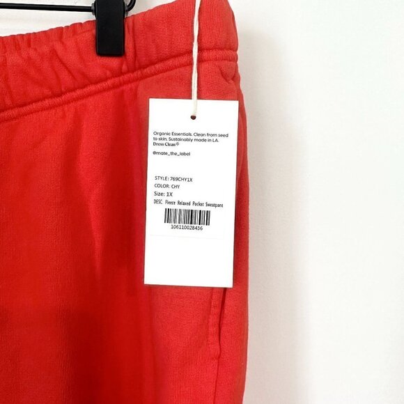 NWT MATE the Label Organic Red Fleece Relaxed Pocket Sweatpants - 1X - Picture 5 of 9